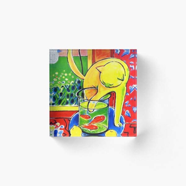 Henri Matisse, Le Chat Aux Poissons Rouges 1914, (The Cat With Red Fishes), Artwork, Men, Women, Youth Acrylic Block