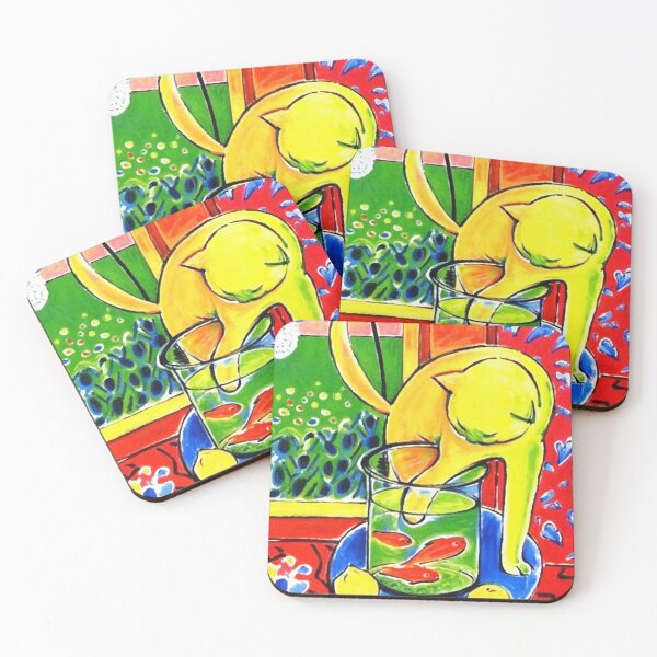 Henri Matisse, Le Chat Aux Poissons Rouges 1914, (The Cat With Red Fishes), Artwork, Men, Women, Youth Coasters (Set of 4)