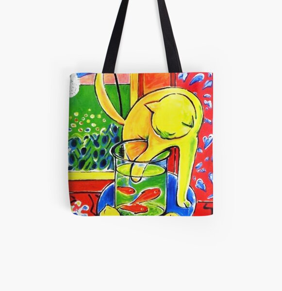 Henri Matisse, Le Chat Aux Poissons Rouges 1914, (The Cat With Red Fishes), Artwork, Men, Women, Youth All Over Print Tote Bag