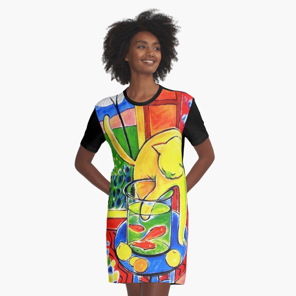 Henri Matisse, Le Chat Aux Poissons Rouges 1914, (The Cat With Red Fishes), Artwork, Men, Women, Youth Graphic T-Shirt Dress