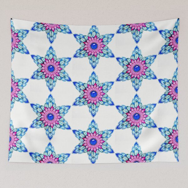 Item preview, A star mandala in blue, green and pink designed and sold by SoniKapoor.