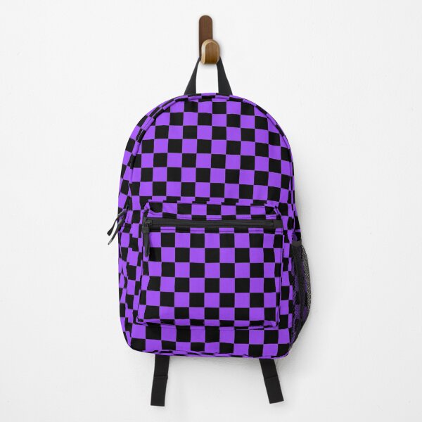 Purple and Black Check Backpack