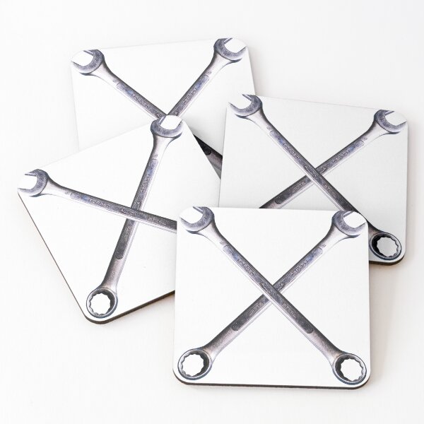 Item preview, silver wrenches crossed tool box sticker designed and sold by TEN10digital.