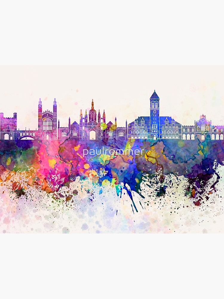Cambridge skyline in watercolor background by paulrommer
