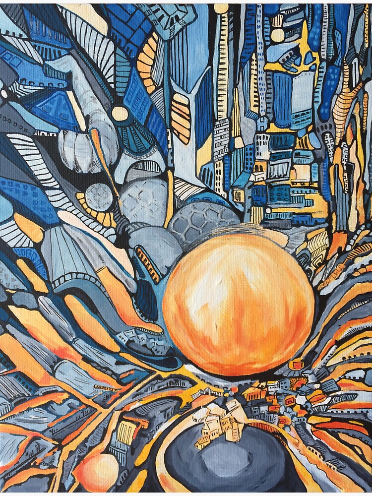 Thumbnail 3 of 3, Sticker, Urban glow abstract city designed and sold by Suse Nielebock.