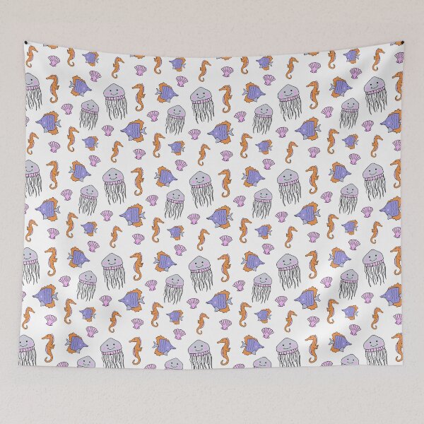 Item preview, Jellyfish & Seahorse Ocean Pattern designed and sold by GrousyGirl.