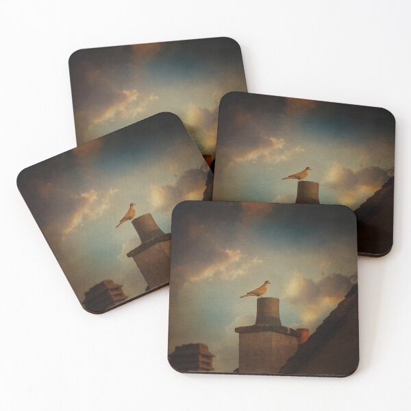 Item preview, pigeon sitting on a chimney designed and sold by Dyrk Wyst Redbubble Shop.