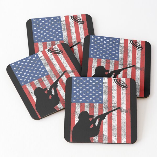 Item preview, Skeet Clay Shooting Distressed US Flag Pigeon Trap Bird Hunters  designed and sold by TopTeeShop.
