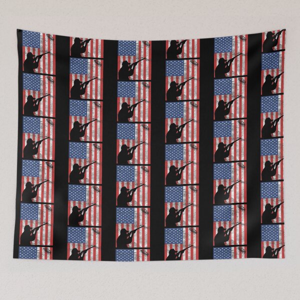 Item preview, Skeet Clay Shooting Distressed US Flag Pigeon Trap Bird Hunters  designed and sold by TopTeeShop.