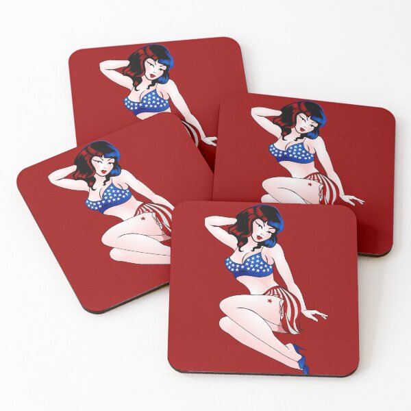 Item preview, USA Pin Up Girl 4th of July Retro Pinup Art designed and sold by ArtistKimHunter.