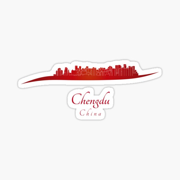 Chengdu skyline in red Sticker