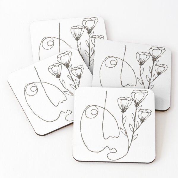 Item preview, One-Line Face with Flowers designed and sold by paintingkt.