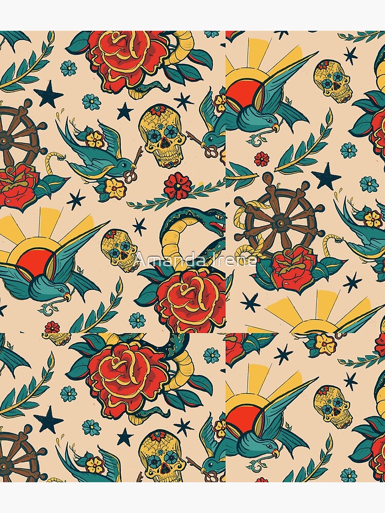 Punk Tattoo Pattern Design and Illustration by IrenesGoodies