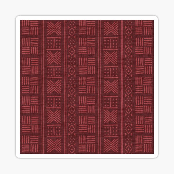 Rich red dots, lines and stripes on textured cloth - abstract geometric pattern Sticker