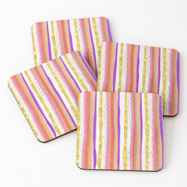 Item preview, Morning Floral Watercolor Sparkle Stripes designed and sold by SakuraSkies.
