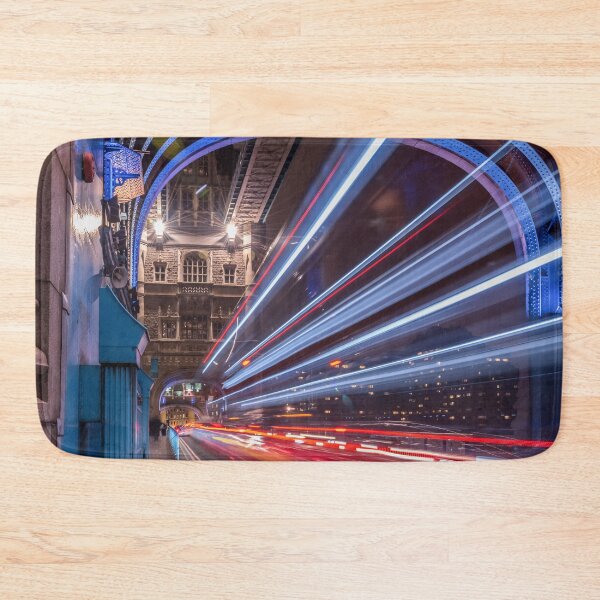 Item preview, Light trails along Tower Bridge London designed and sold by RezieMart.