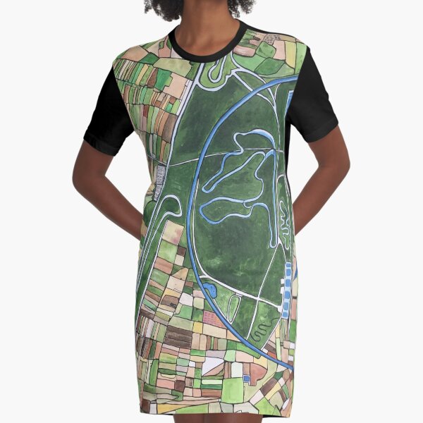 Nardo Ring, Italy - Ferrari test track viewed from the air Graphic T-Shirt Dress
