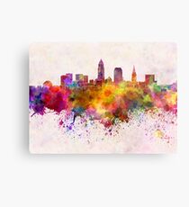 Cleveland-Skyline im Aquarellhintergrund Metalldruck