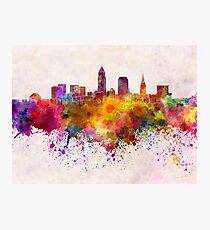 Cleveland skyline in watercolor background Photographic Print