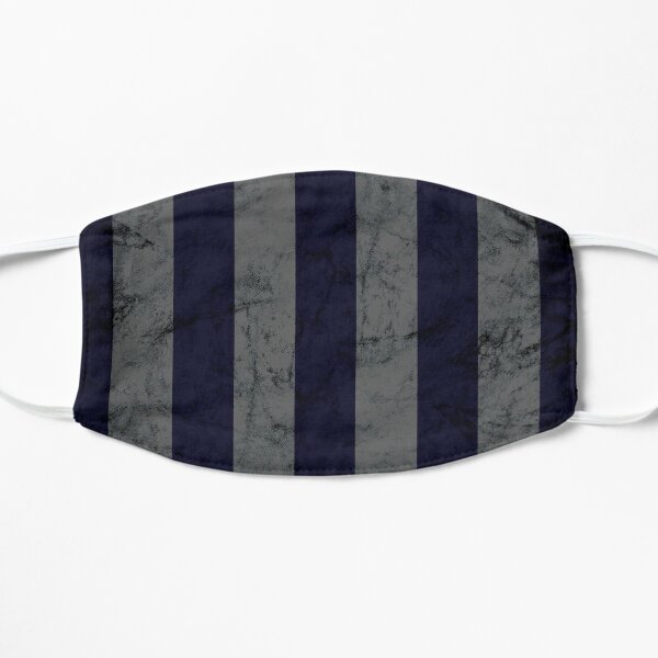 Retro Silver and Blue Geometric Striped Pattern Flat Mask