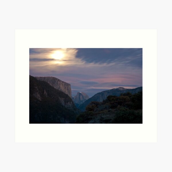 Half Dome & El Capitan in the moonlight Art Print