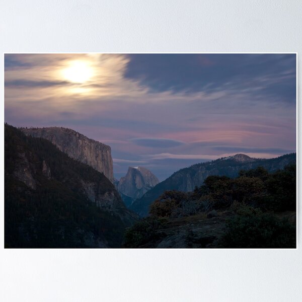 Half Dome & El Capitan in the moonlight Poster