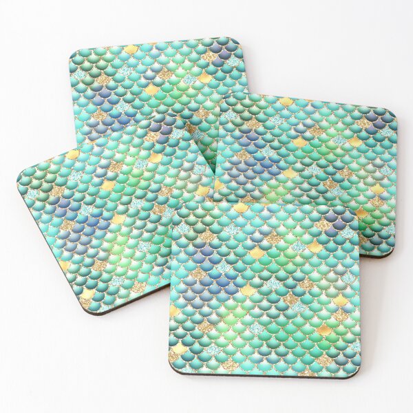 Item preview, Multicolor Mermaid Tail Scales with Gold Glitter and Rainbow Pattern designed and sold by digitalvintage.