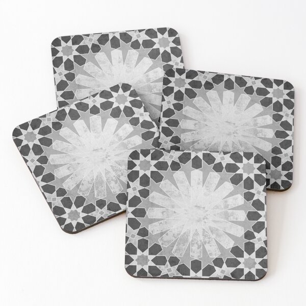 Item preview, oriental mosaic tile pattern, black and white - traditional geometric design  designed and sold by ohaniki.