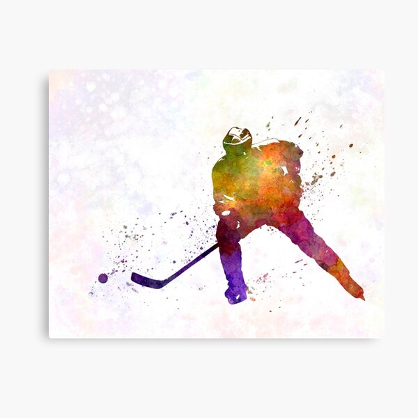 Hockey skater in watercolor Canvas Print