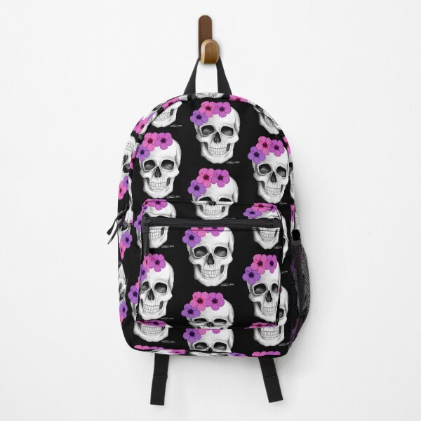 Item preview, Skull With Flowers (On Black Background) designed and sold by GDGCreations.