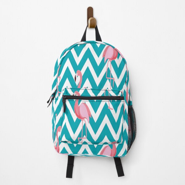 Item preview, Beautiful Flamingo Walking in a pond with a blue zigzag background designed and sold by Eskitus Fashion.