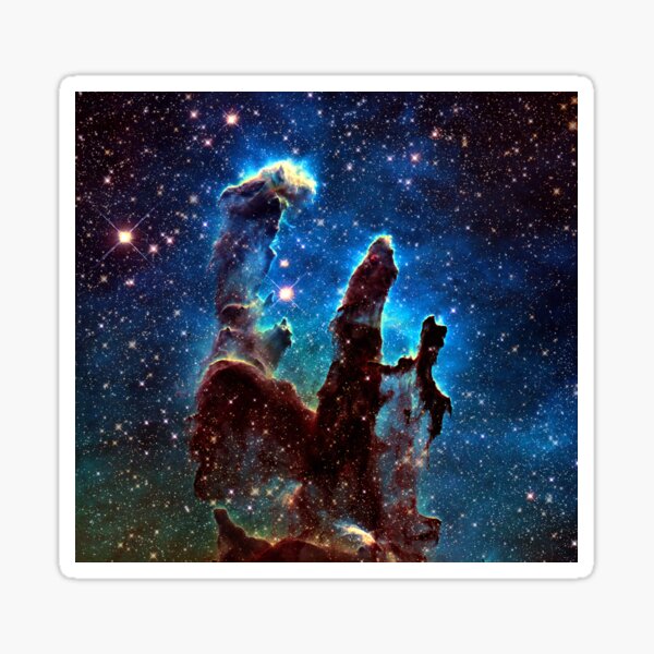 The Pillars of Creation Combining Infrared and Visible Light Hubble Images from Nasa. Sticker