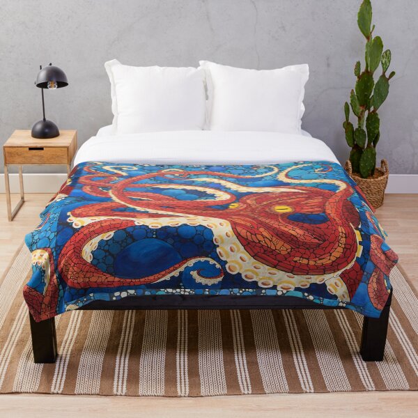 Big Red Squid Throw Blanket