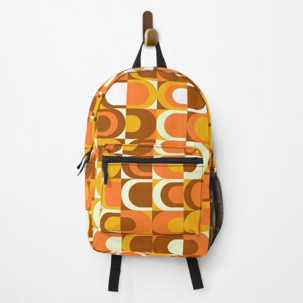 Orange Retro Industrial 70s pattern Backpack