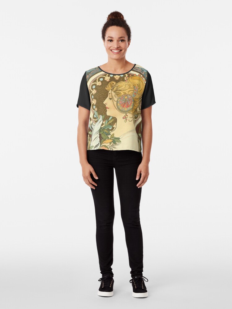 Alternate view of Feather by Alphonse Mucha, 1899 Chiffon Top