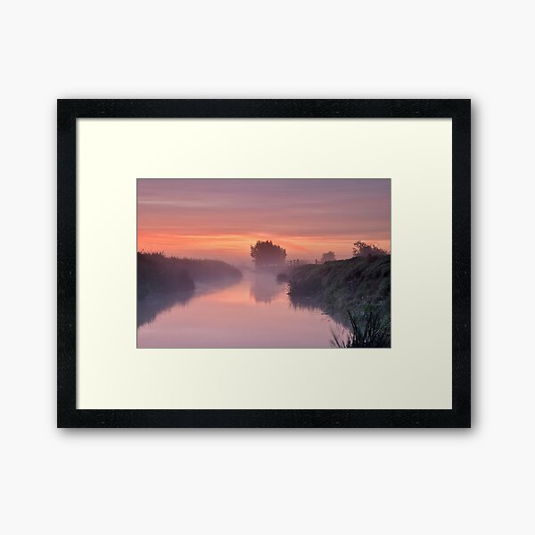 Misty River Sunrise, Glastonbury Framed Art Print