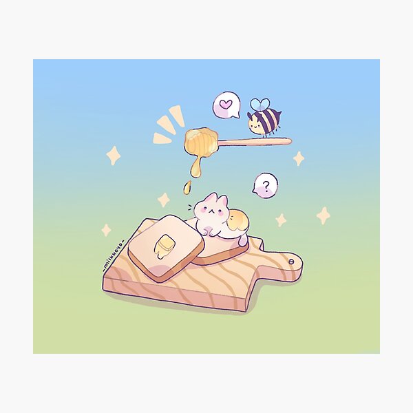 Cat with honey Photographic Print