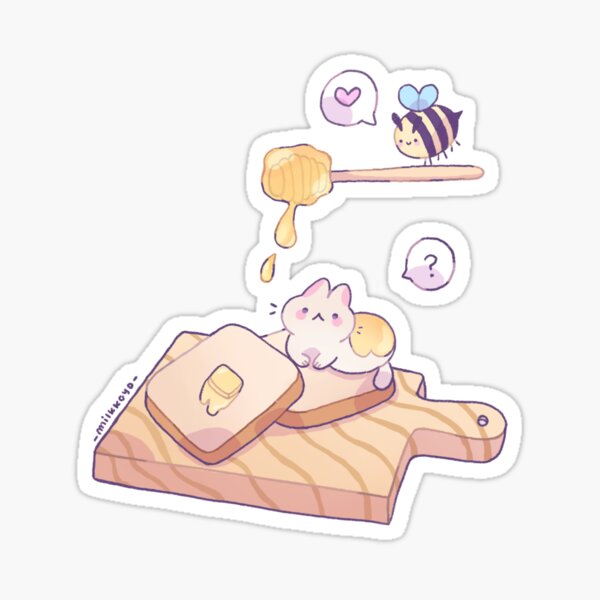 Cat with honey Sticker
