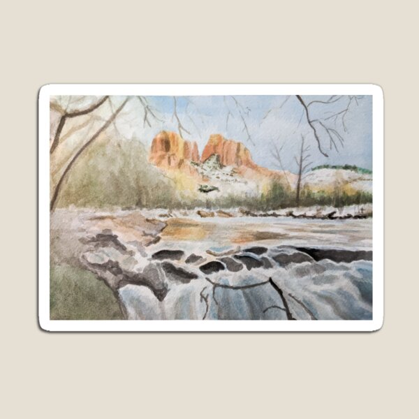 Sedona Cathedral Rock in the Winter Watercolor Magnet