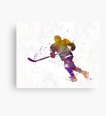 Skater with stick in watercolor Canvas Print