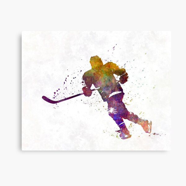 Skater with stick in watercolor Canvas Print
