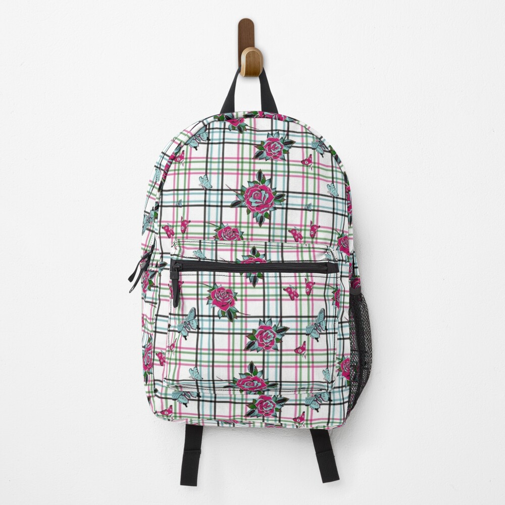 pink plaid backpack