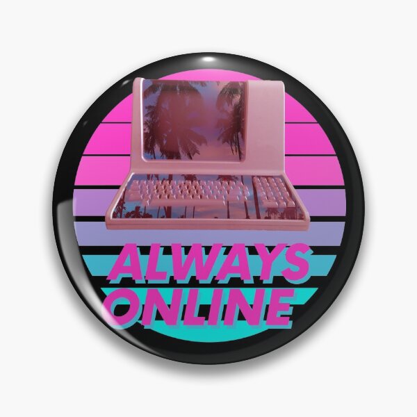 Artikelvorschau, Aufmachung eines Weinlesecomputers über einem ikonischen Dampfwellenhintergrund und einer Retro-80er-Szene mit tropischen Palmen auf dem Computerbildschirm. Dieses von Cyber-Ästhetik und Synthwave inspirierte Design ist das perfekte Geschenk für Ihre Ota entworfen und verkauft von D-C-Designs.