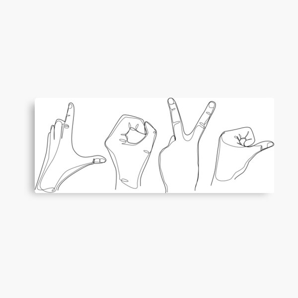 L O V E Hand Signs Line Art Canvas Print By Artswag Redbubble