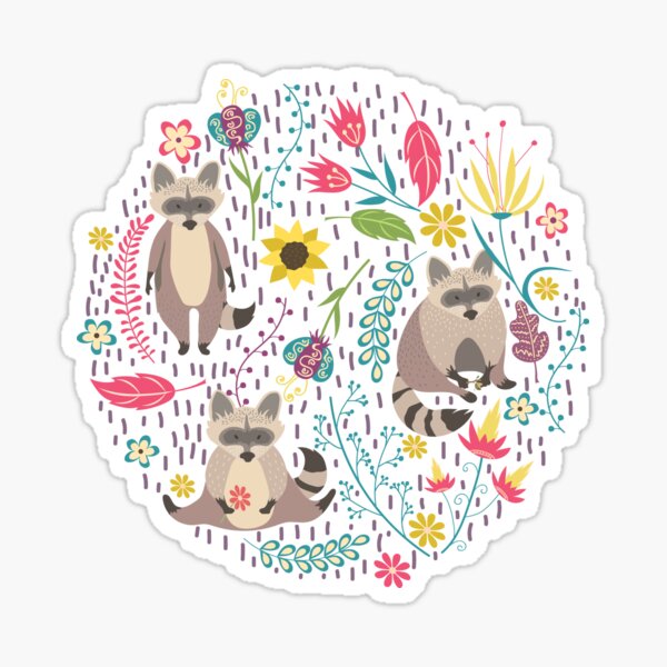 Item preview, Raccoons bright pattern designed and sold by JuliaBadeeva.