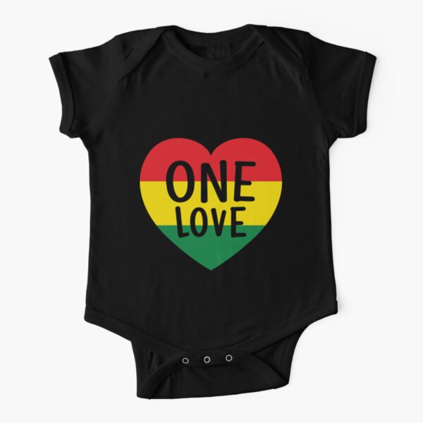 Rasta Reggae Music One Love Heart Rastafarian Short Sleeve Baby One-Piece