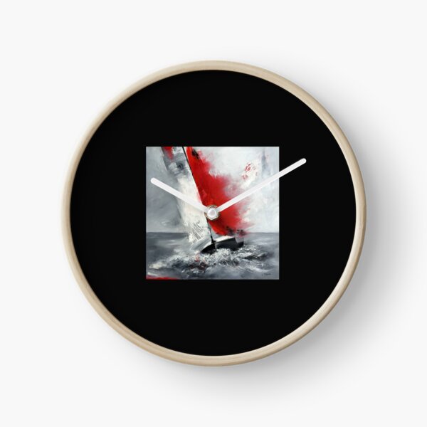 Bateau à la voile rouge Horloge