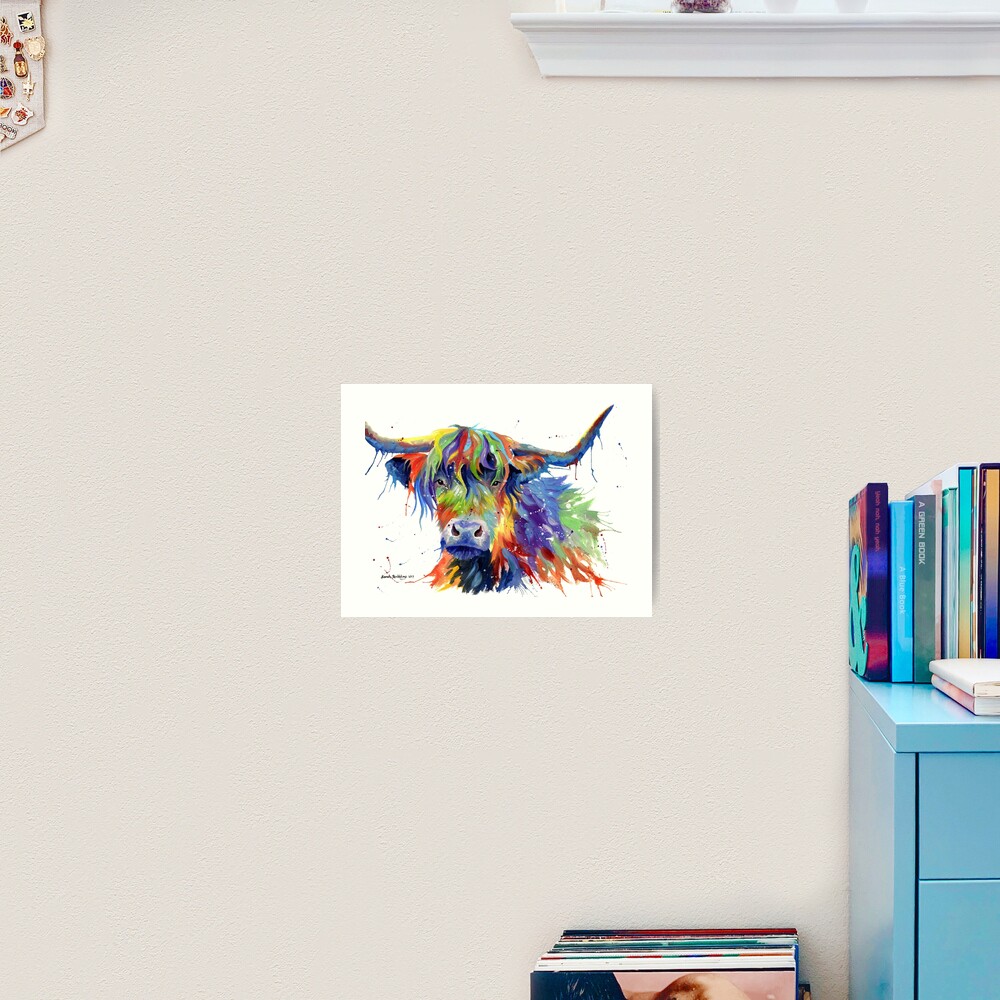 Multicolour Highland Cow Art Print