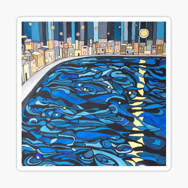 Night moon over the water Sticker