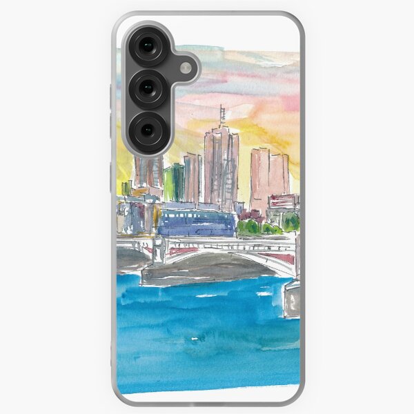 Item preview, Melbourne Australia Skyline with Yarra River At Sunset designed and sold by artshop77.